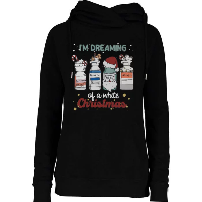 Im Dreaming Of A White Christmas Icu Crew Christmas Womens Funnel Neck Pullover Hood