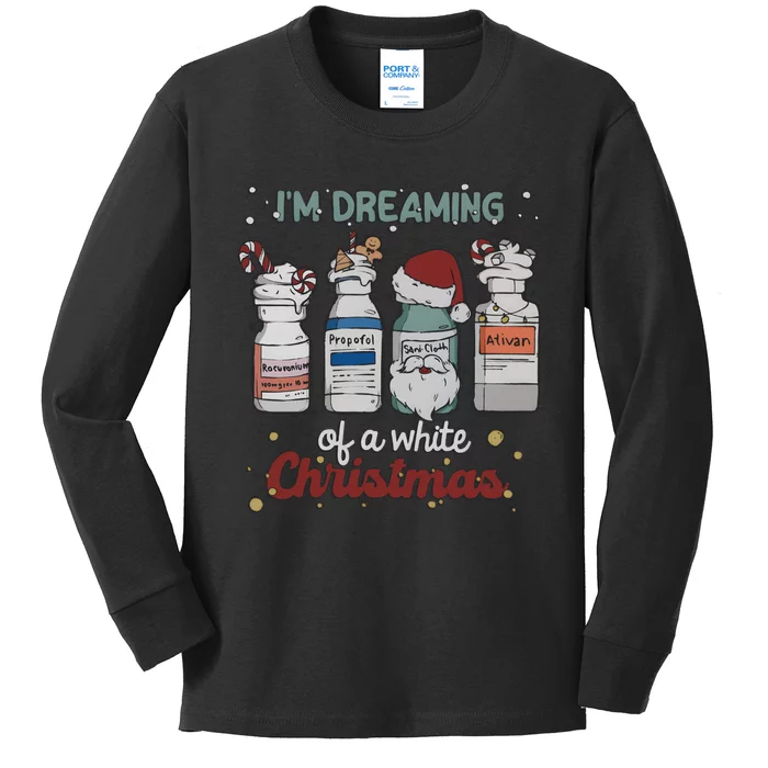 Im Dreaming Of A White Christmas Icu Crew Christmas Kids Long Sleeve Shirt