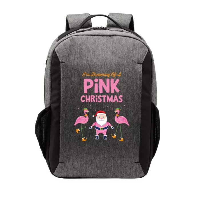 IM Dreaming Of A Pink Christmas Flamingo Santa Tropical Gift Vector Backpack