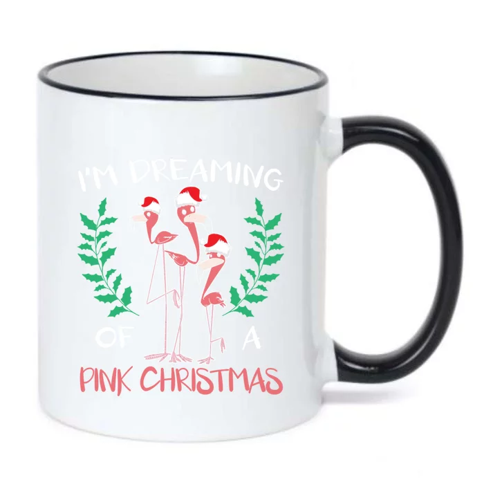 IM Dreaming Of A Pink Christmas Day Flamingo Xmas Holidays Gift Black Color Changing Mug