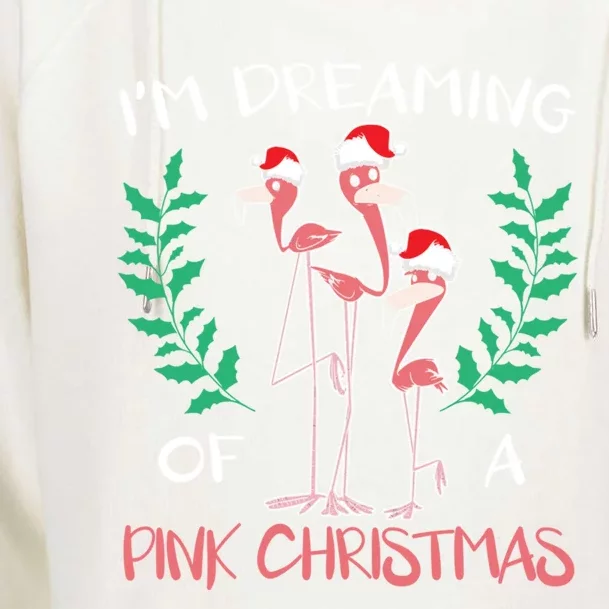 IM Dreaming Of A Pink Christmas Day Flamingo Xmas Holidays Gift Womens Funnel Neck Pullover Hood