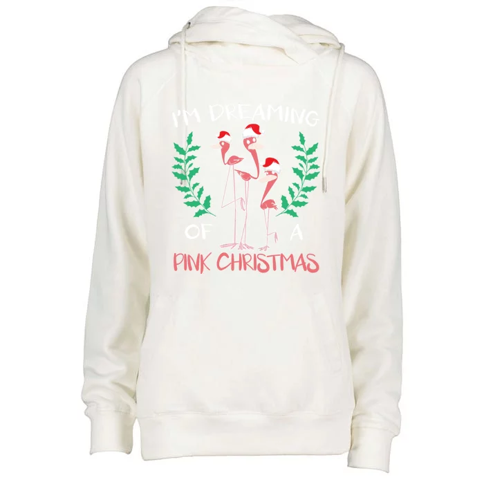 IM Dreaming Of A Pink Christmas Day Flamingo Xmas Holidays Gift Womens Funnel Neck Pullover Hood