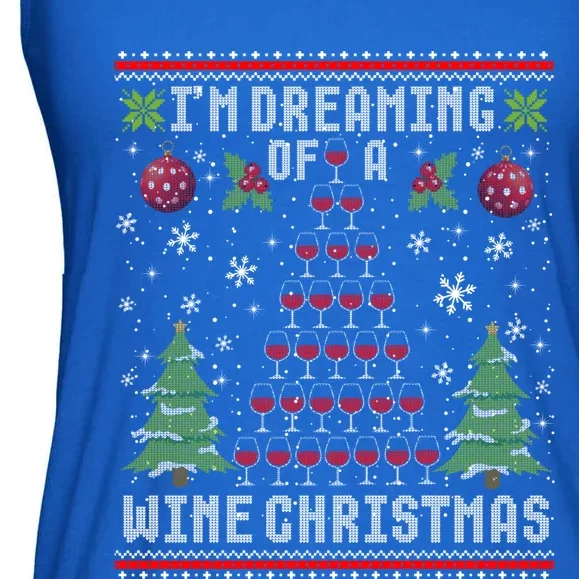 I'm Dreaming Of A Wine Christmas Ugly Xmas Sweater Gift Ladies Essential Flowy Tank