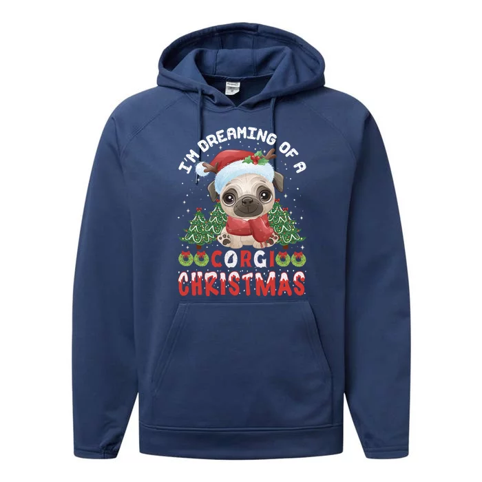 IM Dreaming Of A Corgi Christmas Meaningful Gift Performance Fleece Hoodie