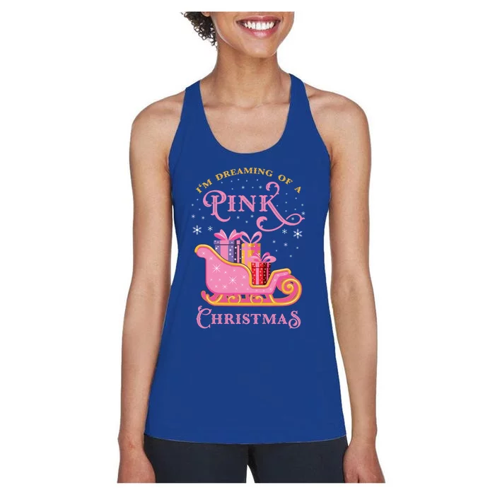 IM Dreaming Of A Pink Christmas Flamingo Santa Tropical Gift Women's Racerback Tank