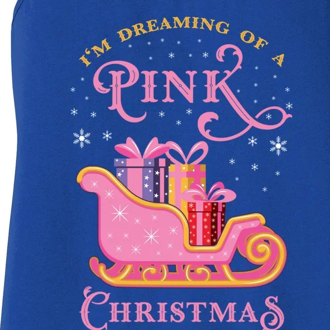 IM Dreaming Of A Pink Christmas Flamingo Santa Tropical Gift Women's Racerback Tank