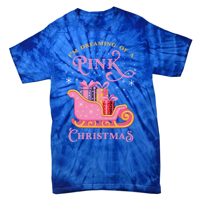 IM Dreaming Of A Pink Christmas Flamingo Santa Tropical Gift Tie-Dye T-Shirt