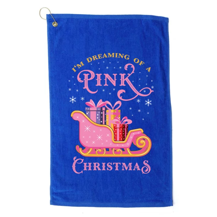 IM Dreaming Of A Pink Christmas Flamingo Santa Tropical Gift Platinum Collection Golf Towel