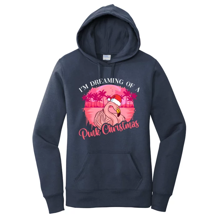 IM Dreaming Of A Pink Christmas Flock Pink Exotic Flamingo Gift Women's Pullover Hoodie