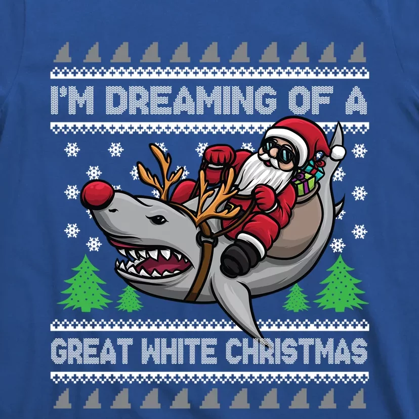 IM Dreaming Of A Great White Christmas Santa Riding Shark Gift T-Shirt