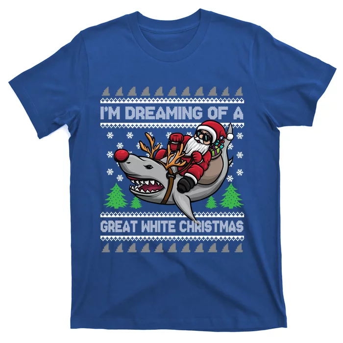 IM Dreaming Of A Great White Christmas Santa Riding Shark Gift T-Shirt