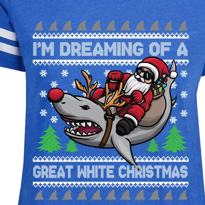 IM Dreaming Of A Great White Christmas Santa Riding Shark Gift Enza Ladies Jersey Football T-Shirt