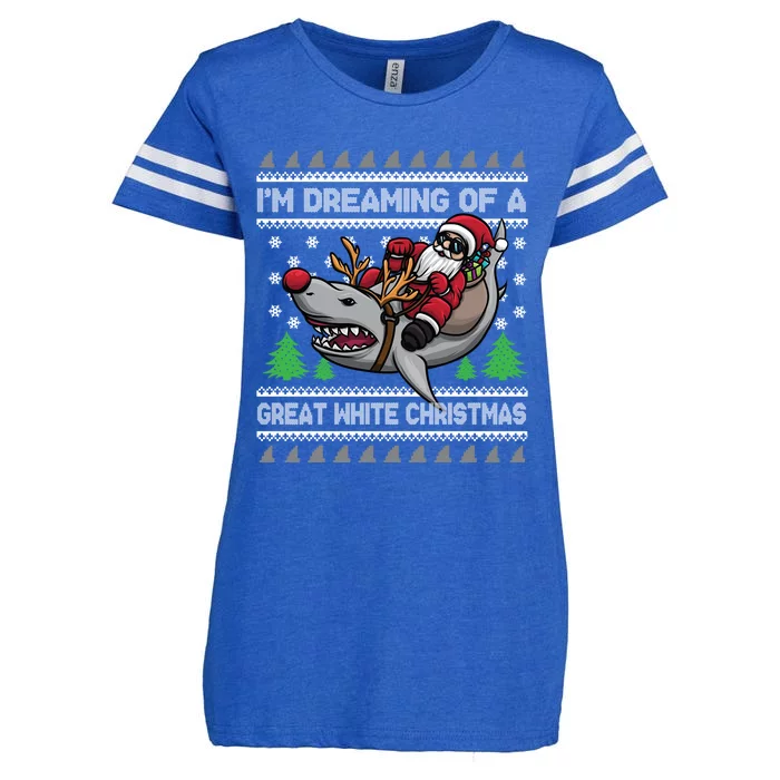 IM Dreaming Of A Great White Christmas Santa Riding Shark Gift Enza Ladies Jersey Football T-Shirt