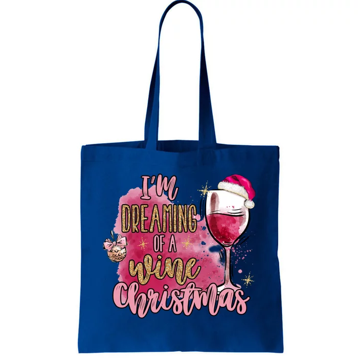 I'm Dreaming Of A Wine Christmas Santa Hat Xmas Gift Tote Bag