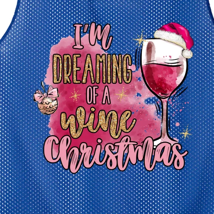 I'm Dreaming Of A Wine Christmas Santa Hat Xmas Gift Mesh Reversible Basketball Jersey Tank