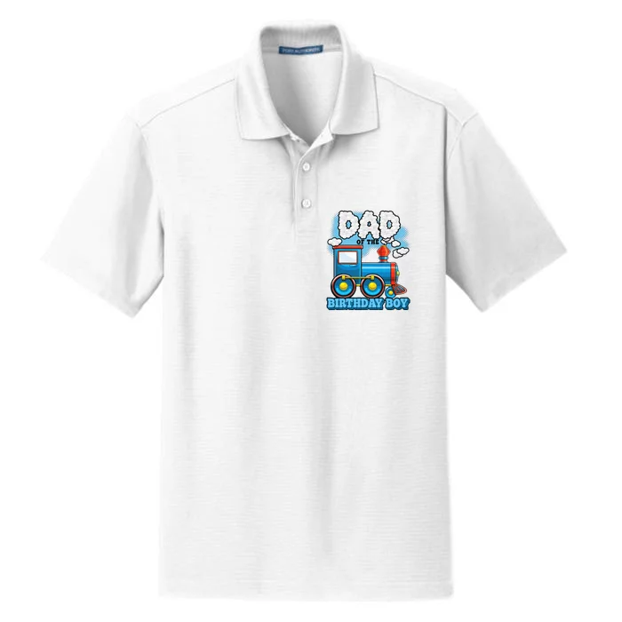 IM Dad Of The Birthday Boy Train Birthday Dry Zone Grid Performance Polo