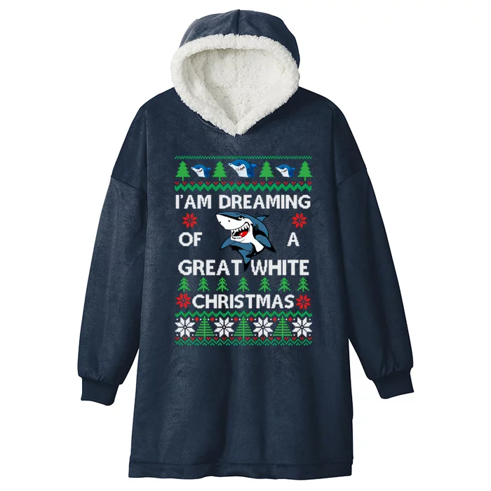 Im Dreaming Of A Great White Ugly Christmas Hooded Wearable Blanket