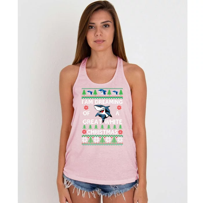 Im Dreaming Of A Great White Ugly Christmas Women's Knotted Racerback Tank