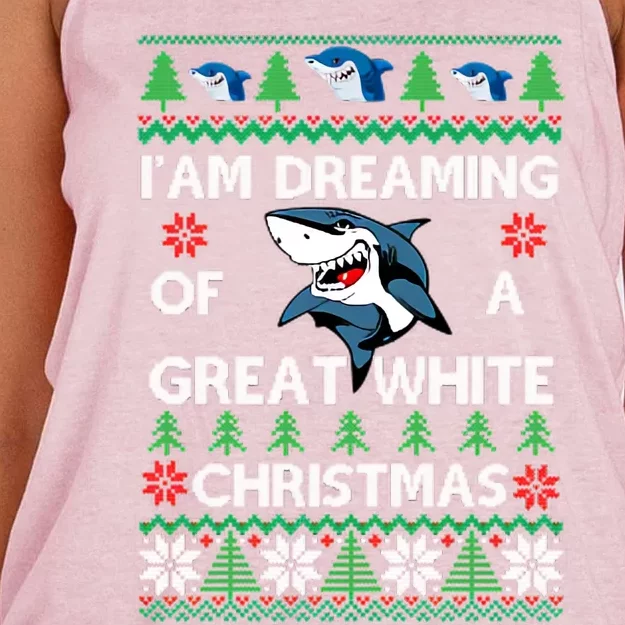 Im Dreaming Of A Great White Ugly Christmas Women's Knotted Racerback Tank