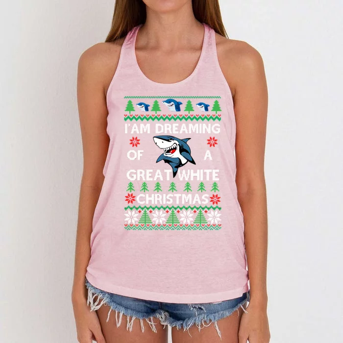 Im Dreaming Of A Great White Ugly Christmas Women's Knotted Racerback Tank