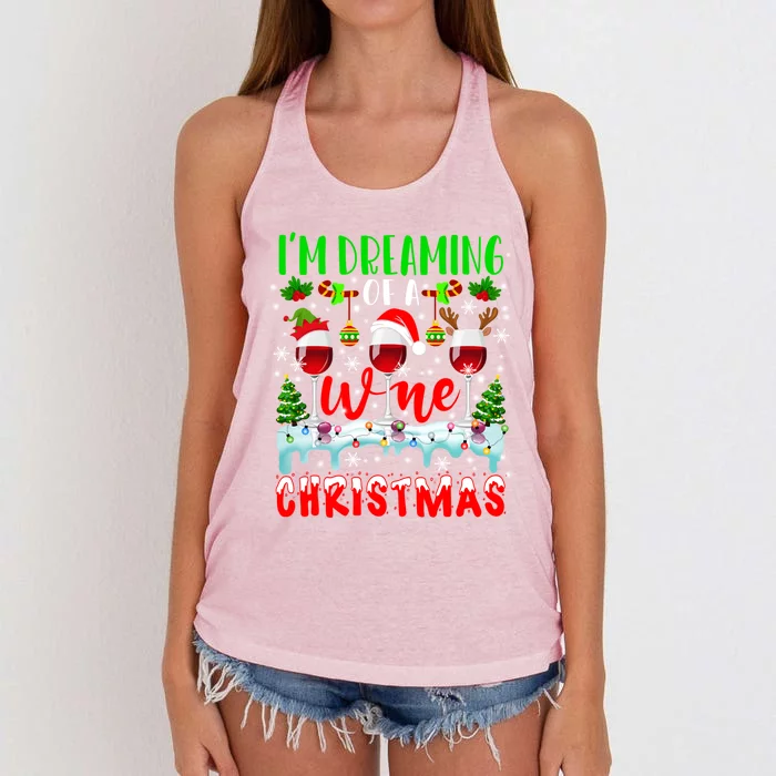 Im Dreaming Of Wine Xmas Santa Elf Reindeer Wine Ing Funny Gift Women's Knotted Racerback Tank