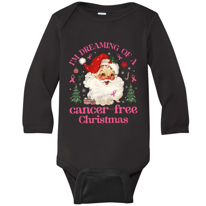 IM Dreaming Of A Breast Cancer Free Christmas Baby Long Sleeve Bodysuit