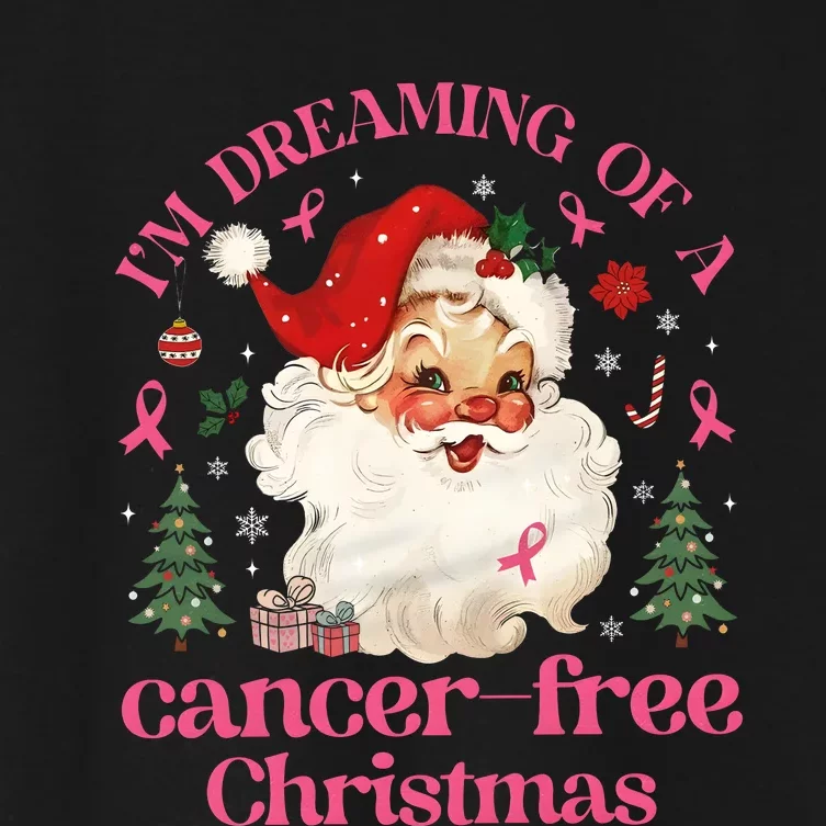 IM Dreaming Of A Breast Cancer Free Christmas Women's Crop Top Tee