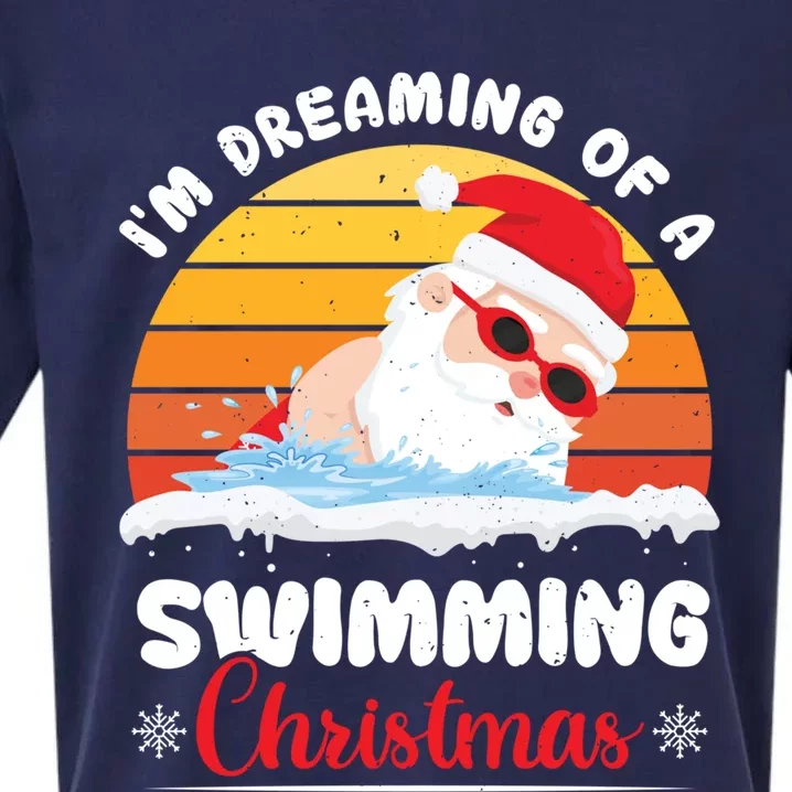 I’m Dreaming Of A Swimming Christmas Santa Swimmer Love Funny Gift Sueded Cloud Jersey T-Shirt