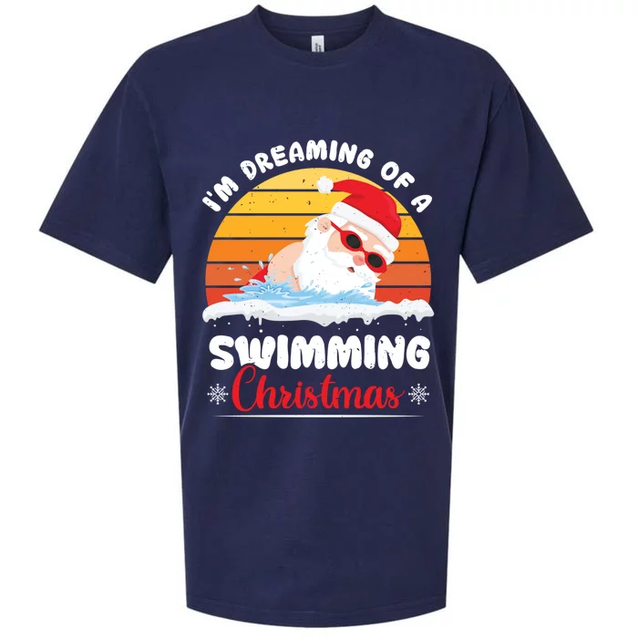 I’m Dreaming Of A Swimming Christmas Santa Swimmer Love Funny Gift Sueded Cloud Jersey T-Shirt