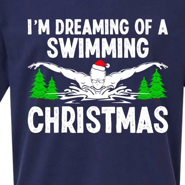 I’m Dreaming Of A Swimming Christmas Santa Swimmer Love Cool Gift Sueded Cloud Jersey T-Shirt