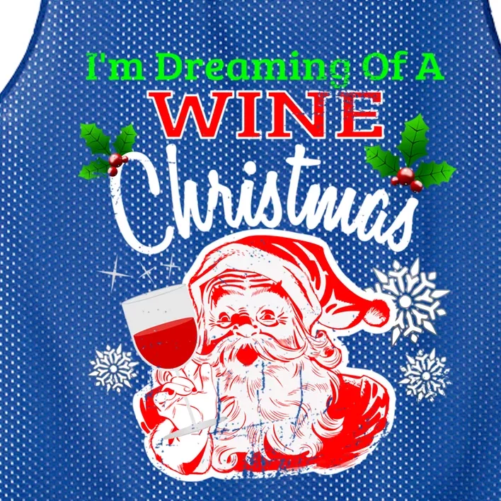 IM Dreaming Of A Wine White Christmas Santa Wine Lover Meaningful Gift Mesh Reversible Basketball Jersey Tank