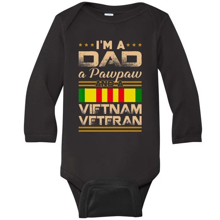 I'm Dad Pawpaw Vietnam Veteran Vintage Army Gift Baby Long Sleeve Bodysuit