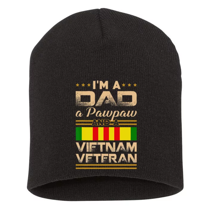 I'm Dad Pawpaw Vietnam Veteran Vintage Army Gift Short Acrylic Beanie