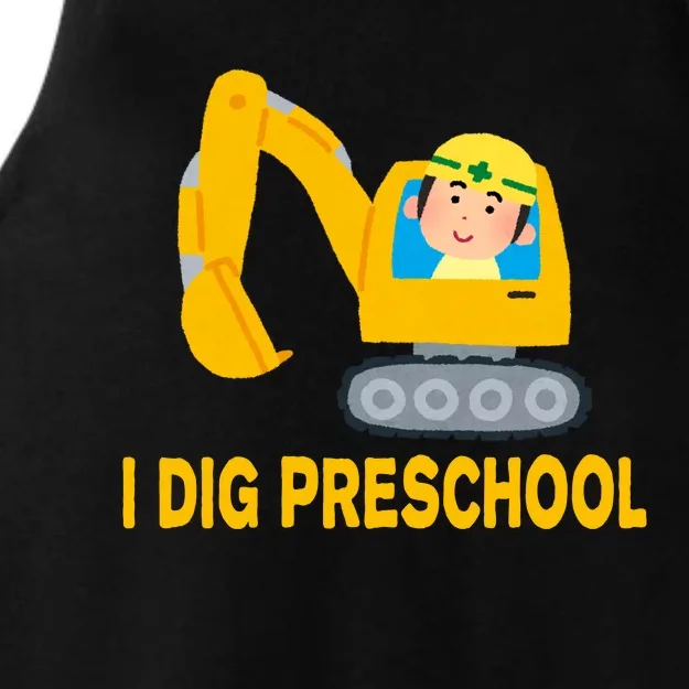 I Dig Preschool Bulldozer Ladies Tri-Blend Wicking Tank