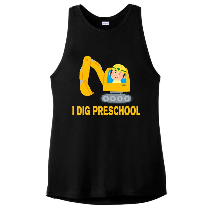 I Dig Preschool Bulldozer Ladies Tri-Blend Wicking Tank