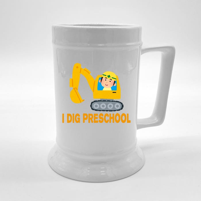 I Dig Preschool Bulldozer Front & Back Beer Stein