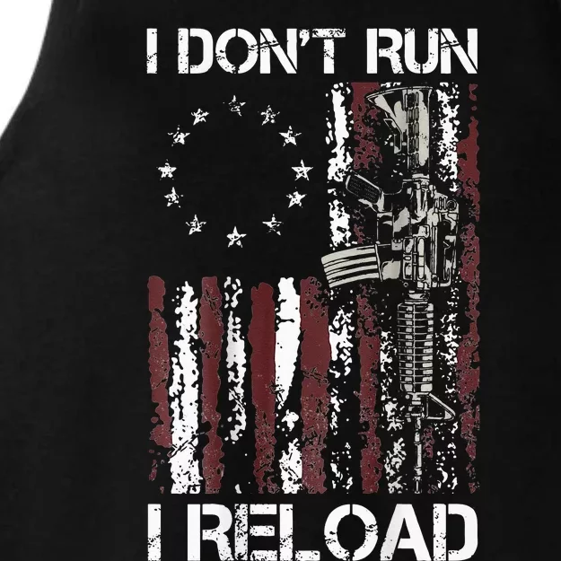 I Dont Run I Reload Gun American Flag Patriots Ladies Tri-Blend Wicking Tank