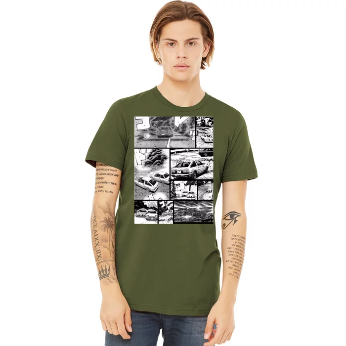 Initial D Racing Manga Wall Design (Version 2) Premium T-Shirt