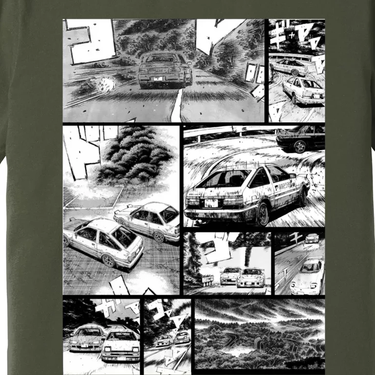 Initial D Racing Manga Wall Design (Version 2) Premium T-Shirt