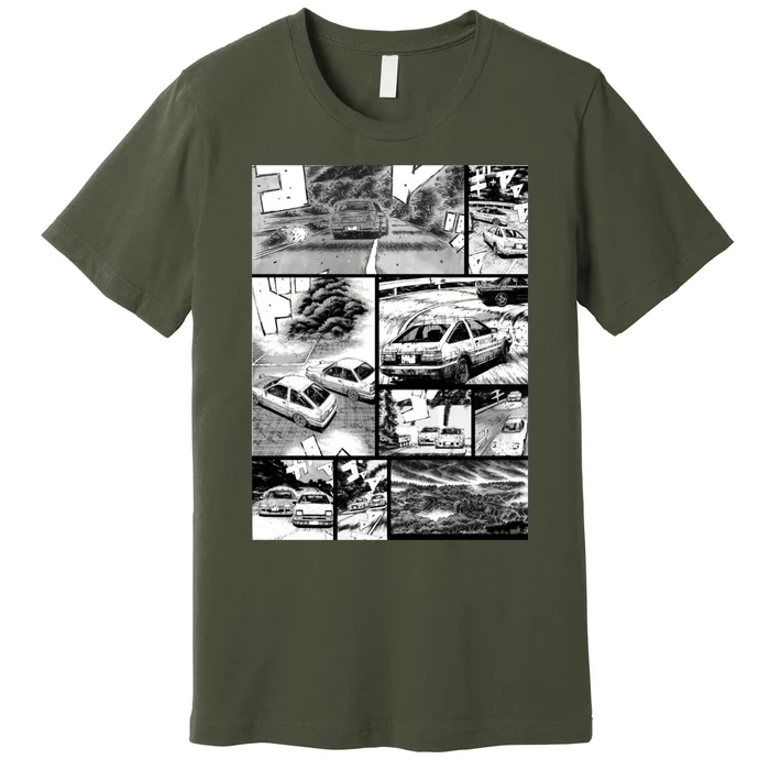 Initial D Racing Manga Wall Design (Version 2) Premium T-Shirt