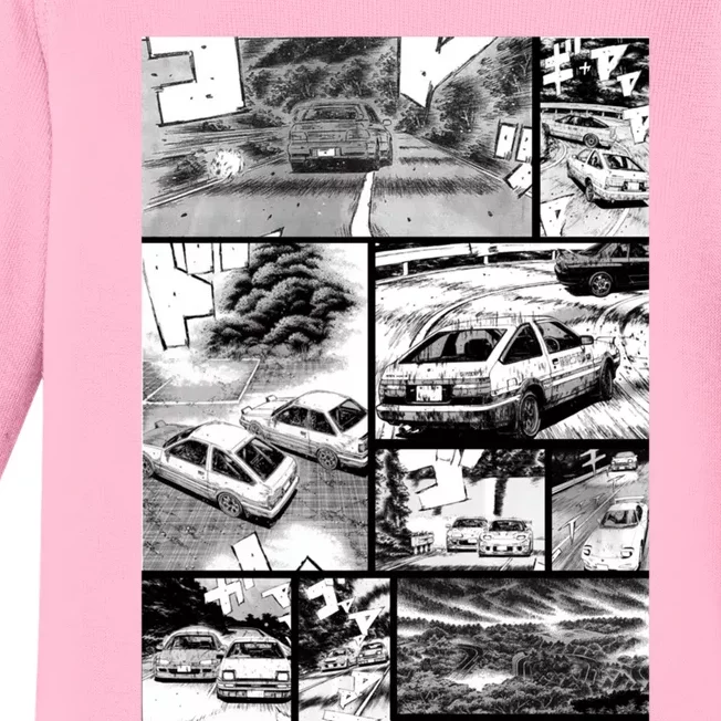 Initial D Racing Manga Wall Design (Version 2) Baby Long Sleeve Bodysuit