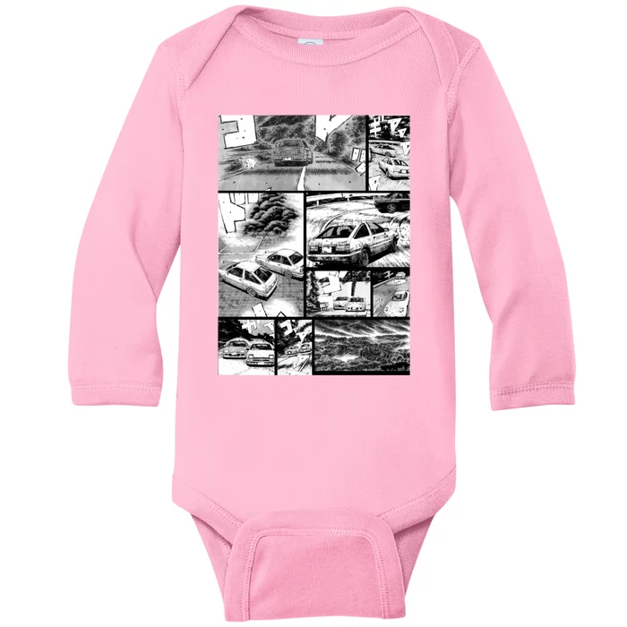 Initial D Racing Manga Wall Design (Version 2) Baby Long Sleeve Bodysuit