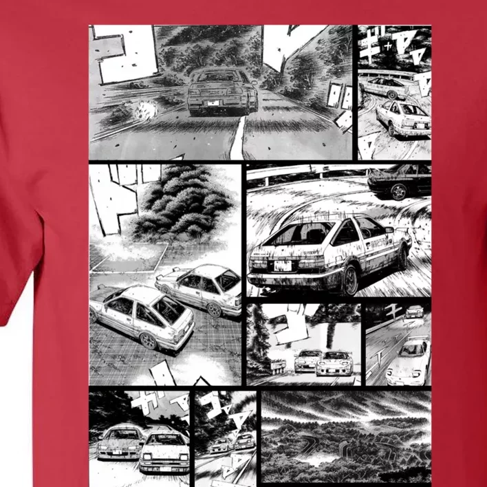 Initial D Racing Manga Wall Design (Version 2) Tall T-Shirt