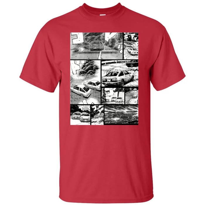 Initial D Racing Manga Wall Design (Version 2) Tall T-Shirt