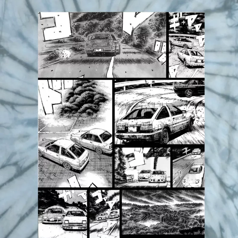 Initial D Racing Manga Wall Design (Version 2) Tie-Dye T-Shirt