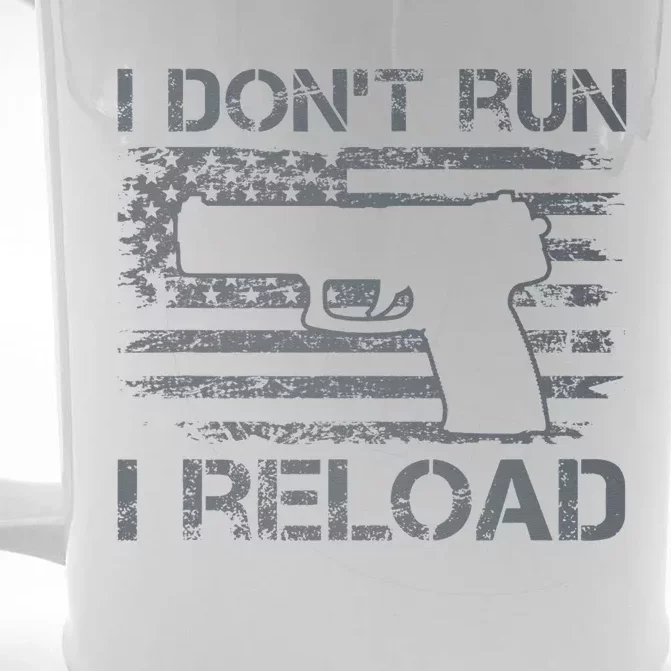 I Don't Run I Reload Pro Guns USA Flag Pistol Funny Gun Front & Back Beer Stein