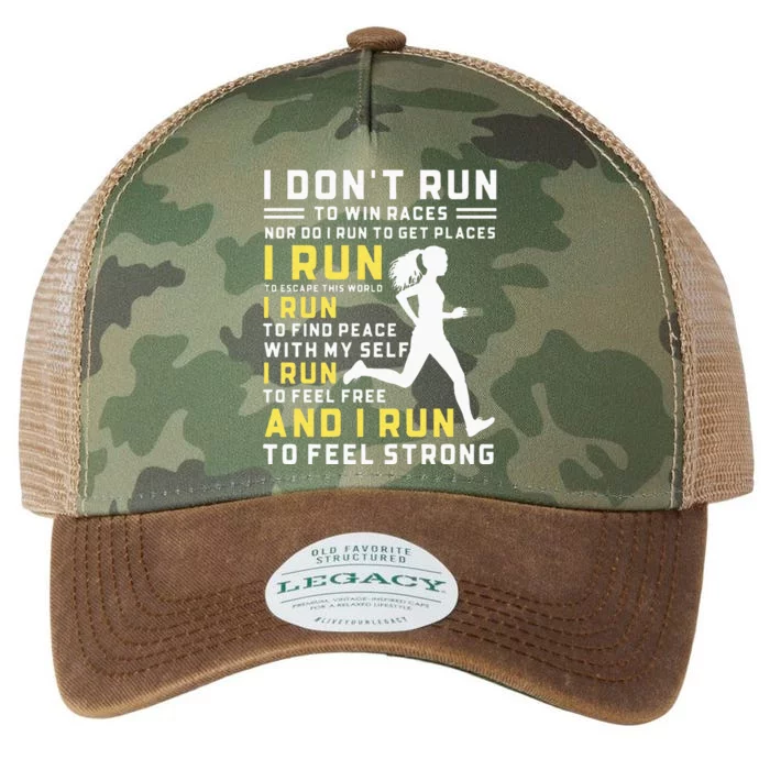 I Dont Run To Win Races Funny Running Women Runners Legacy Tie Dye Trucker Hat