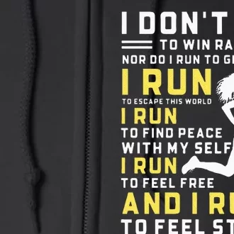 I Dont Run To Win Races Funny Running Women Runners Full Zip Hoodie