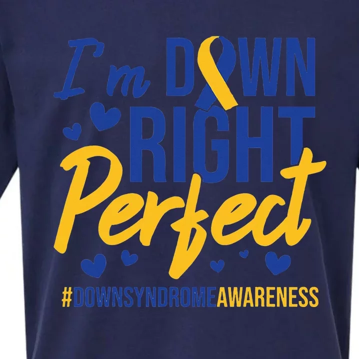 I'm Down Right Perfect Quote Down Syndrome Awareness Ribbon Sueded Cloud Jersey T-Shirt