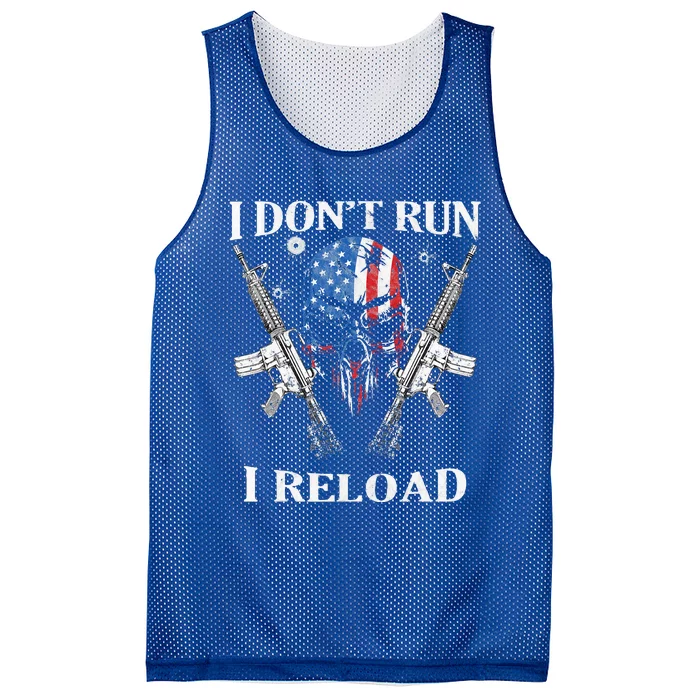 I don't Run I Reload Gun Rights AR 15 Skull American Flag Mesh Reversible Basketball Jersey Tank